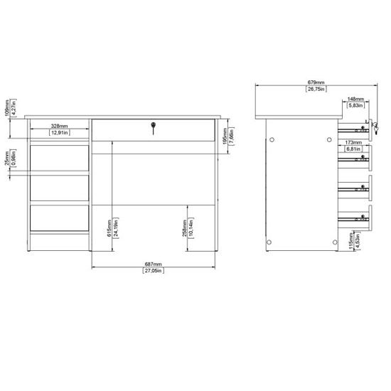 Frosk Wooden Computer Desk 3 Drawers In Jackson Hickory Oak