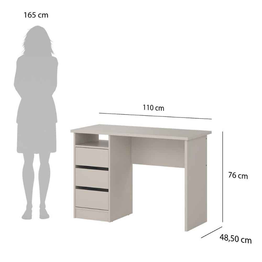 Frosk Wooden Laptop Desk with 3 Drawers in Cashmere