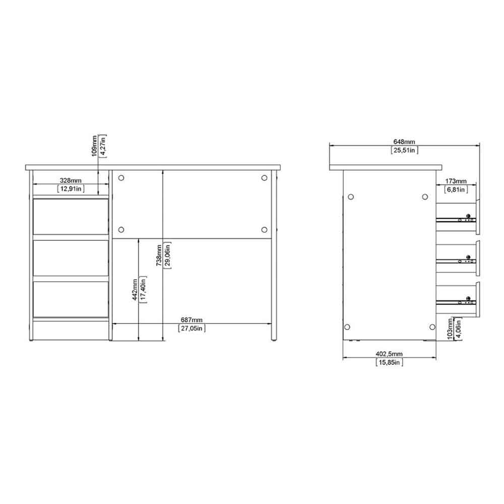 Frosk Wooden Laptop Desk with 3 Drawers in Cashmere