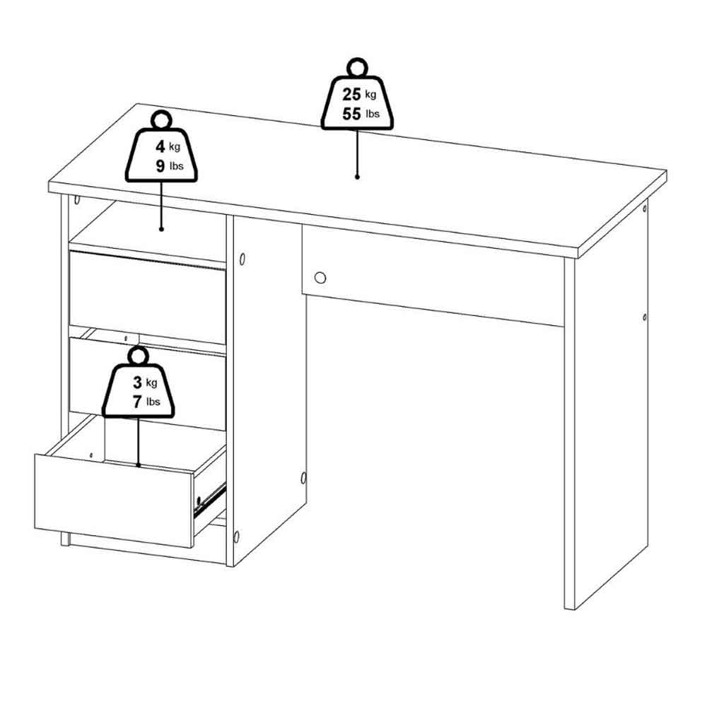 Frosk Wooden Laptop Desk with 3 Drawers in Cashmere