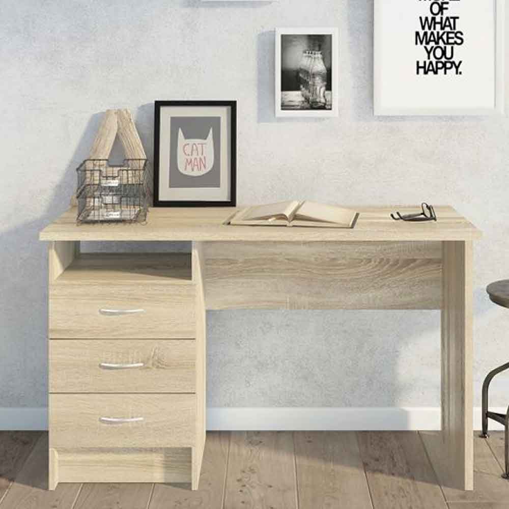 Frosk Wooden Frosk Wooden Laptop Desk with 3 Drawers in Oak Desk With 3 Drawers In Oak