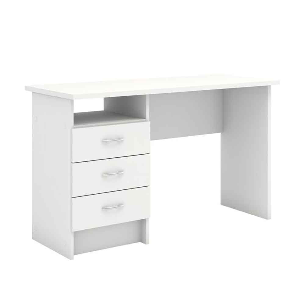 Frosk Wooden Laptop Desk with 3 Drawers in White