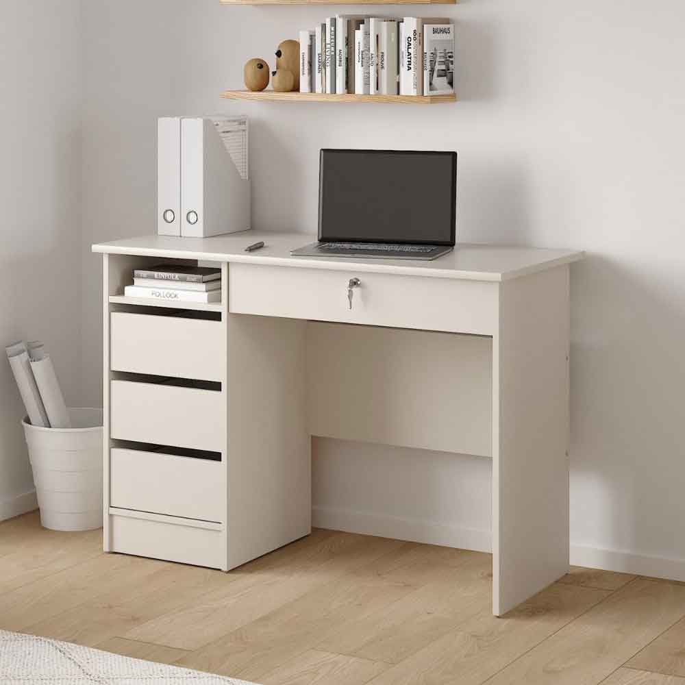 Frosk Wooden Laptop Desk with 4 Drawers in Cashmere