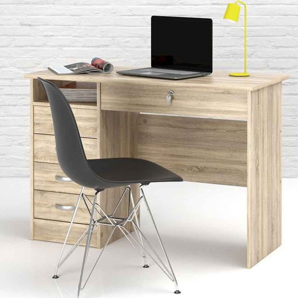 Frosk Wooden Laptop Desk With 5 Drawers In Oak_Discontinued