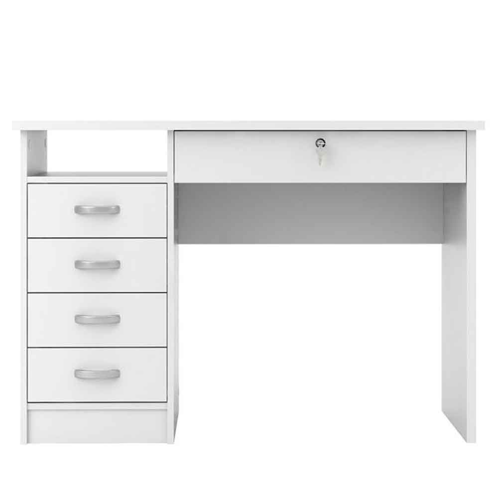 Frosk Wooden Laptop Desk with 5 Drawers in White