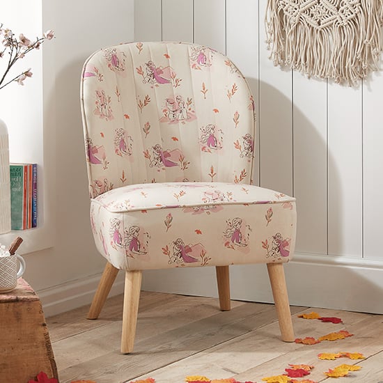 Product photograph of Frozen Fabric Childrens Accent Chair In White from Furniture in Fashion