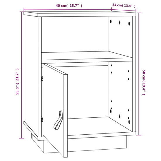 Fruma Pine Wood Bedside Cabinet With 1 Door In Natural