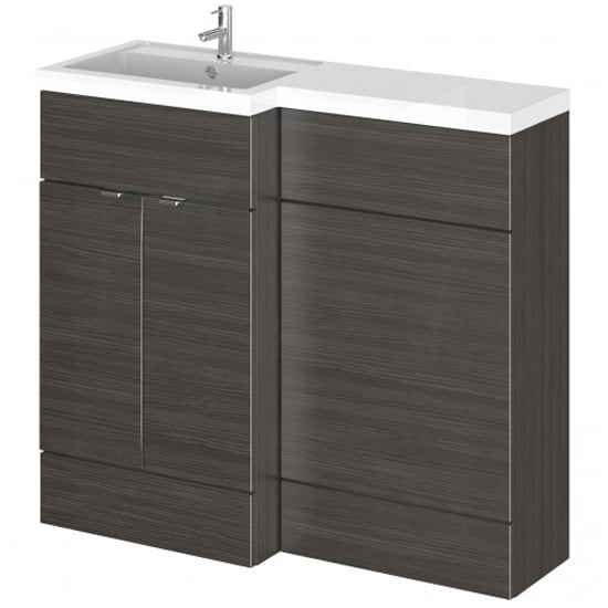 Product photograph of Fuji 100cm Left Handed Vanity With L-shaped Basin In Black from Furniture in Fashion