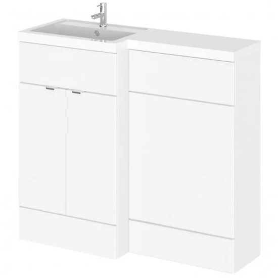 Product photograph of Fuji 100cm Left Handed Vanity With L-shaped Basin In White from Furniture in Fashion