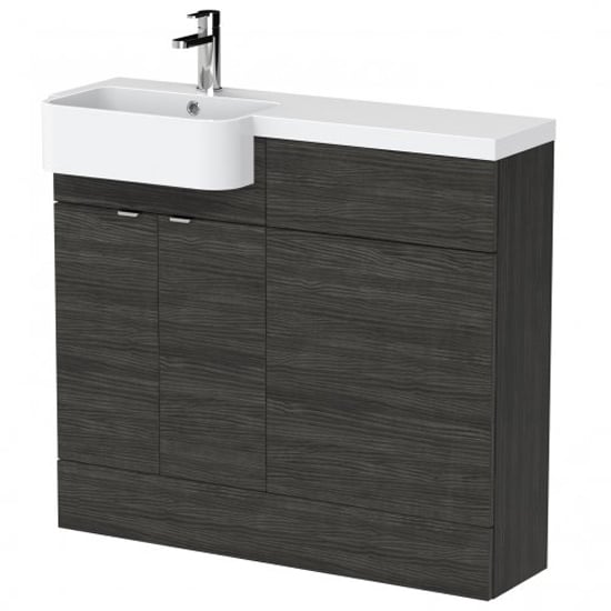 Product photograph of Fuji 100cm Left Handed Vanity With Round Basin In Black from Furniture in Fashion