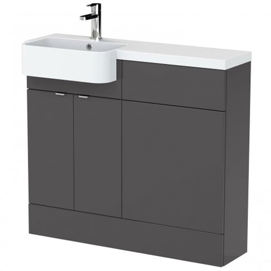 Product photograph of Fuji 100cm Left Handed Vanity With Round Basin In Gloss Grey from Furniture in Fashion