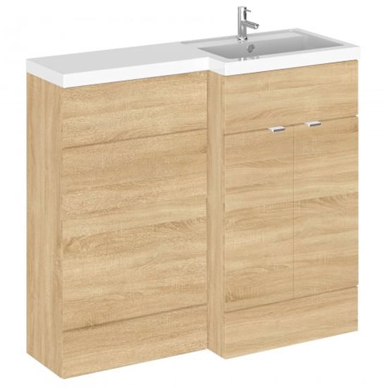 Photo of Fuji 100cm right handed vanity with l-shaped basin in oak
