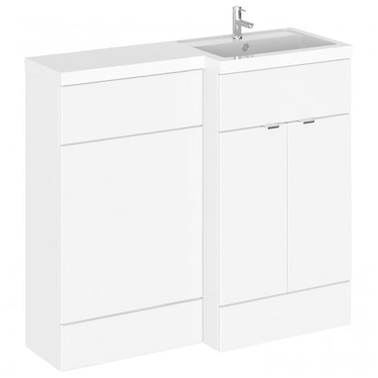 Product photograph of Fuji 100cm Right Handed Vanity With L-shaped Basin In White from Furniture in Fashion