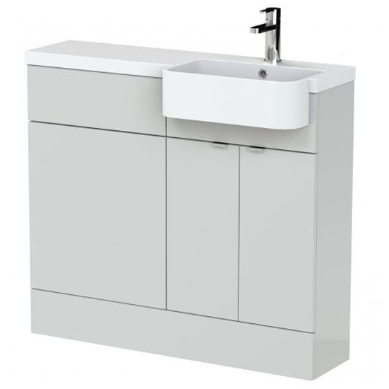 Product photograph of Fuji 100cm Right Handed Vanity With Round Basin In Grey Mist from Furniture in Fashion