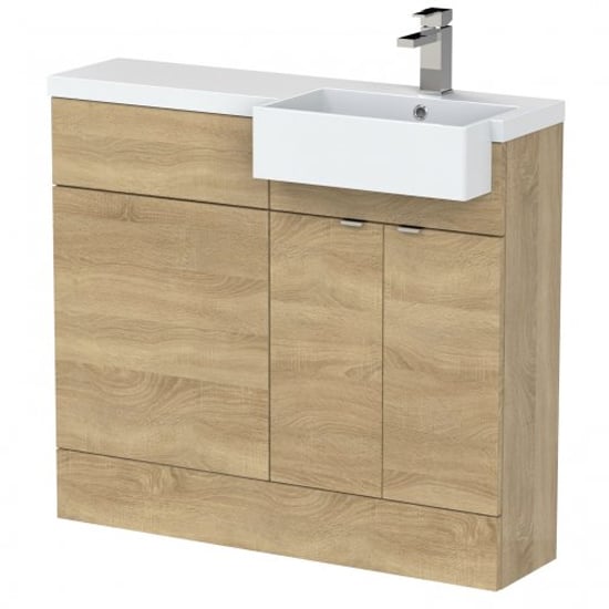 Fuji 100cm Right Handed Vanity With Square Basin In Natural Oak