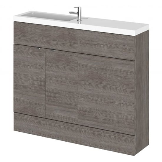Product photograph of Fuji 100cm Vanity Unit With Slimline Basin In Brown Grey Avola from Furniture in Fashion