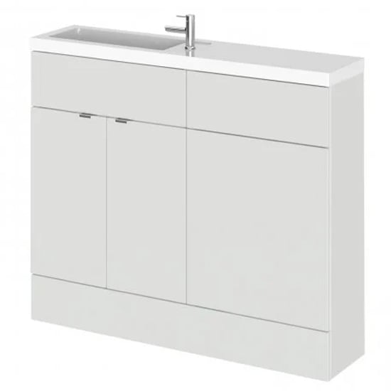 Product photograph of Fuji 100cm Vanity Unit With Slimline Basin In Gloss Grey Mist from Furniture in Fashion