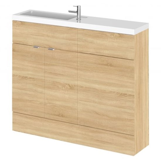 Product photograph of Fuji 100cm Vanity Unit With Slimline Basin In Natural Oak from Furniture in Fashion