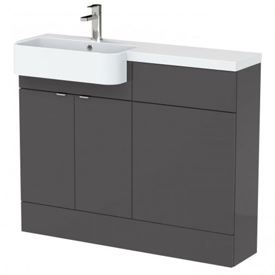 Product photograph of Fuji 110cm Left Handed Vanity With Round Basin In Gloss Grey from Furniture in Fashion