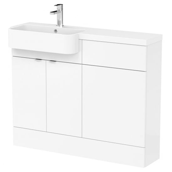 Fuji 110cm Left Handed Vanity With Round Basin In Gloss White