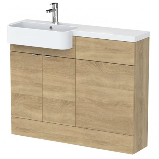 Product photograph of Fuji 110cm Left Handed Vanity With Round Basin In Natural Oak from Furniture in Fashion