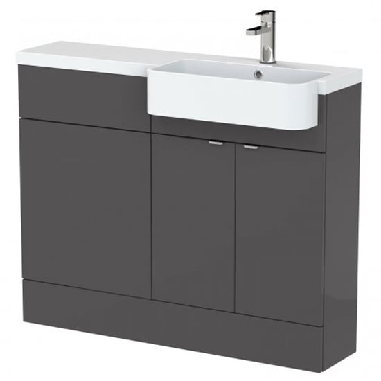 Fuji 110cm Right Handed Vanity With Round Basin In Gloss Grey