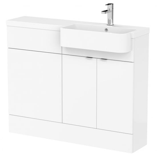 Product photograph of Fuji 110cm Right Handed Vanity With Round Basin In Gloss White from Furniture in Fashion