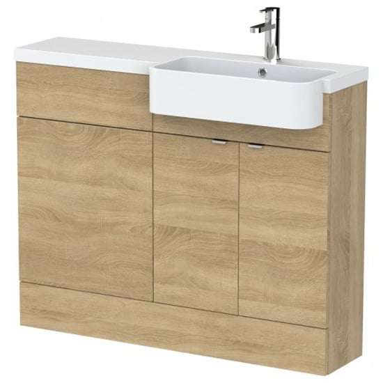 Fuji 110cm Right Handed Vanity With Round Basin In Natural Oak_1