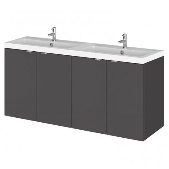 Fuji 120cm 4 Doors Wall Vanity With Basin 1 In Gloss Grey