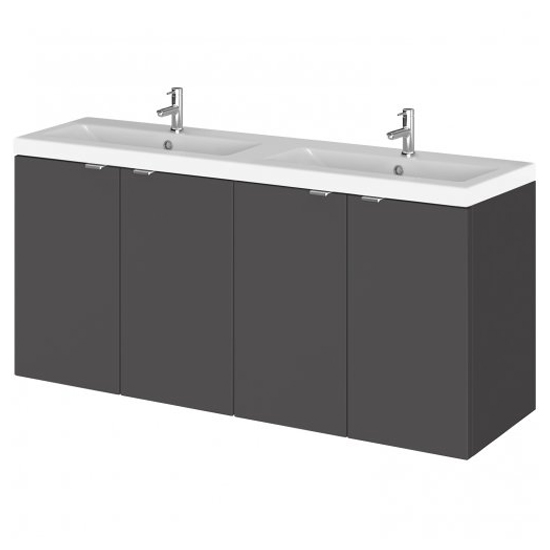 Read more about Fuji 120cm 4 doors wall vanity with basin 2 in gloss grey