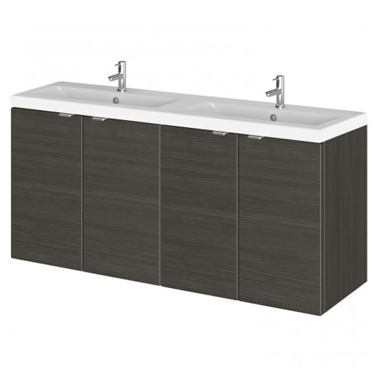 Product photograph of Fuji 120cm 4 Doors Wall Vanity With Basin 2 In Hacienda Black from Furniture in Fashion