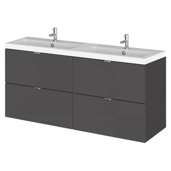 Product photograph of Fuji 120cm 4 Drawers Wall Vanity With Basin 1 In Gloss Grey from Furniture in Fashion