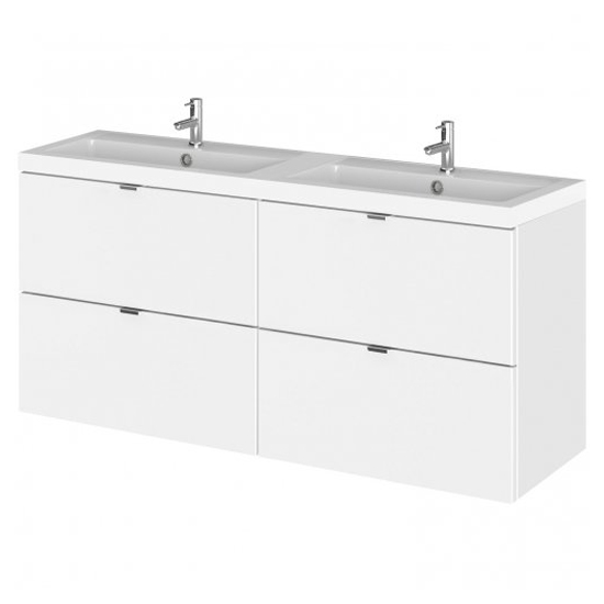 Product photograph of Fuji 120cm 4 Drawers Wall Vanity With Basin 1 In Gloss White from Furniture in Fashion