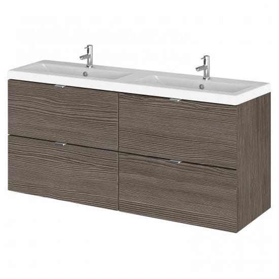 Product photograph of Fuji 120cm 4 Drawers Wall Vanity With Basin 2 In Brown Grey from Furniture in Fashion