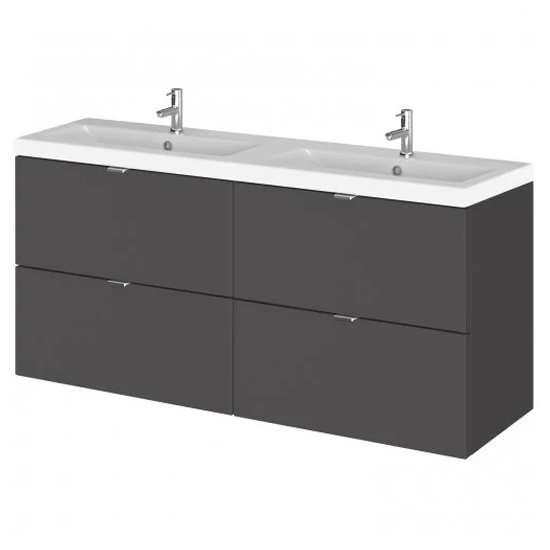 Fuji 120cm 4 Drawers Wall Vanity With Basin 2 In Gloss Grey