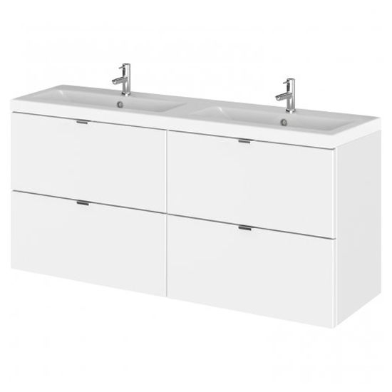 Product photograph of Fuji 120cm 4 Drawers Wall Vanity With Basin 2 In Gloss White from Furniture in Fashion