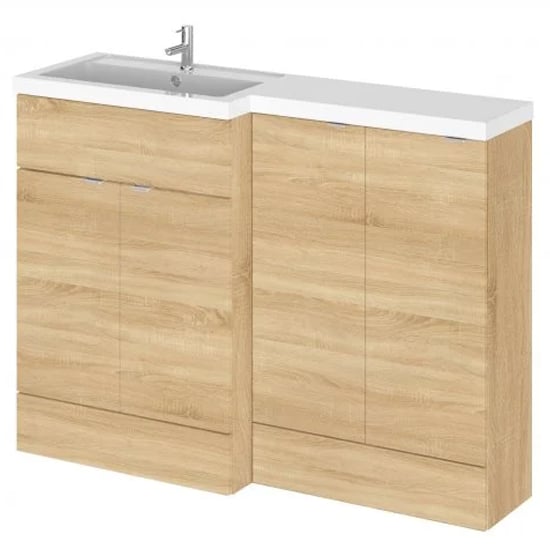 Product photograph of Fuji 120cm Left Handed Vanity With Base Unit In Natural Oak from Furniture in Fashion