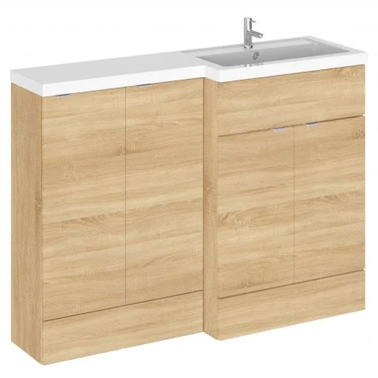 Product photograph of Fuji 120cm Right Handed Vanity With Base Unit In Natural Oak from Furniture in Fashion