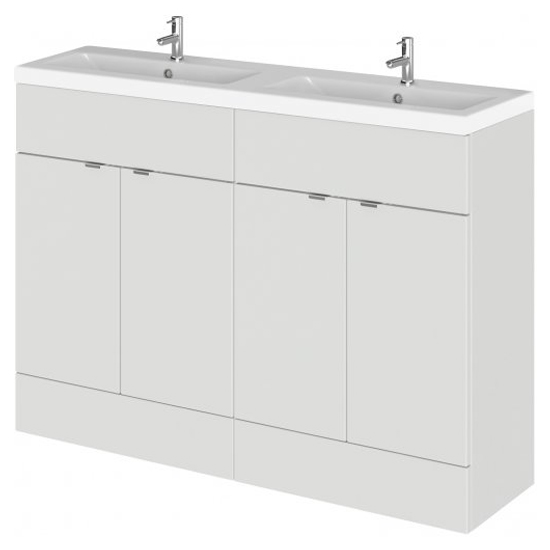 Product photograph of Fuji 120cm Vanity Unit With Ceramic Basin In Gloss Grey Mist from Furniture in Fashion