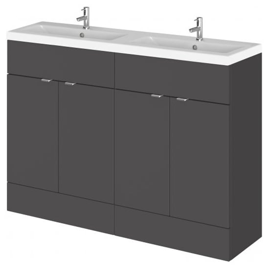 Product photograph of Fuji 120cm Vanity Unit With Ceramic Basin In Gloss Grey from Furniture in Fashion
