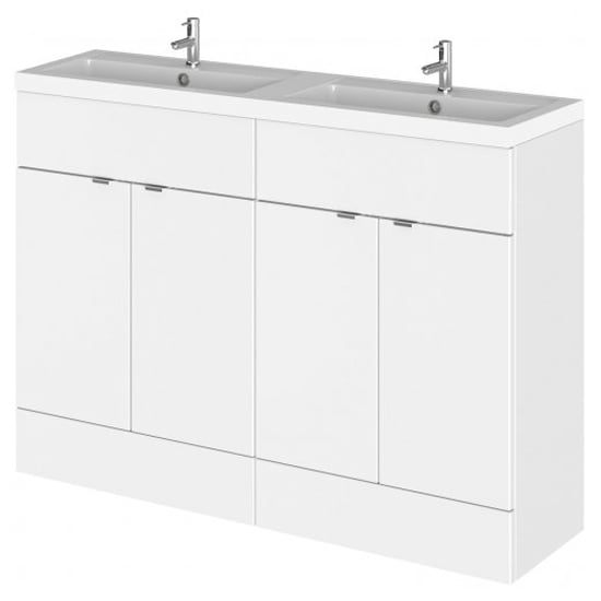 Product photograph of Fuji 120cm Vanity Unit With Polymarble Basin In Gloss White from Furniture in Fashion
