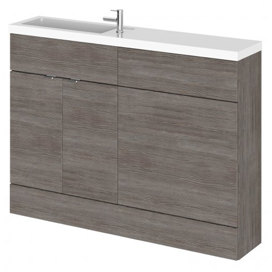 Product photograph of Fuji 120cm Vanity Unit With Slimline Basin In Brown Grey Avola from Furniture in Fashion