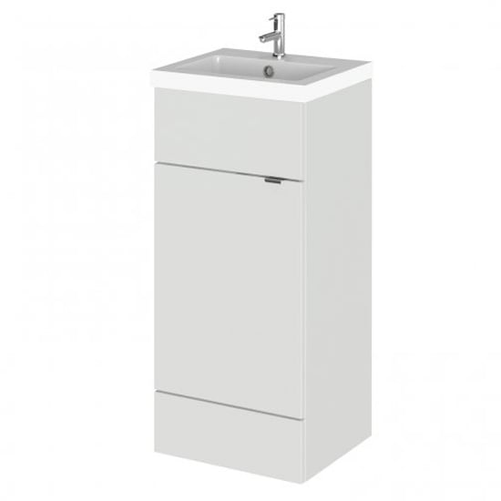 Product photograph of Fuji 40cm Vanity Unit With Polymarble Basin In Gloss Grey Mist from Furniture in Fashion