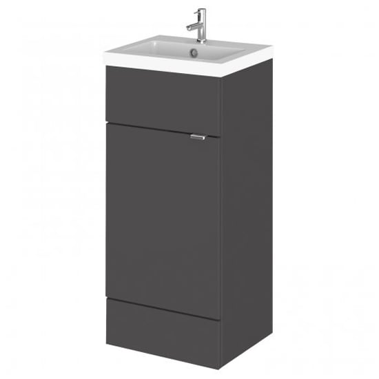 Read more about Fuji 40cm vanity unit with polymarble basin in gloss grey