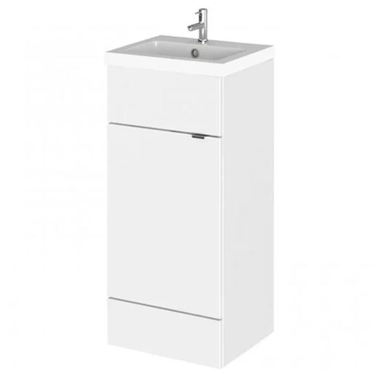 Read more about Fuji 40cm vanity unit with polymarble basin in gloss white