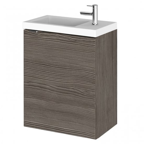 Read more about Fuji 40cm wall hung vanity unit with basin in brown grey avola