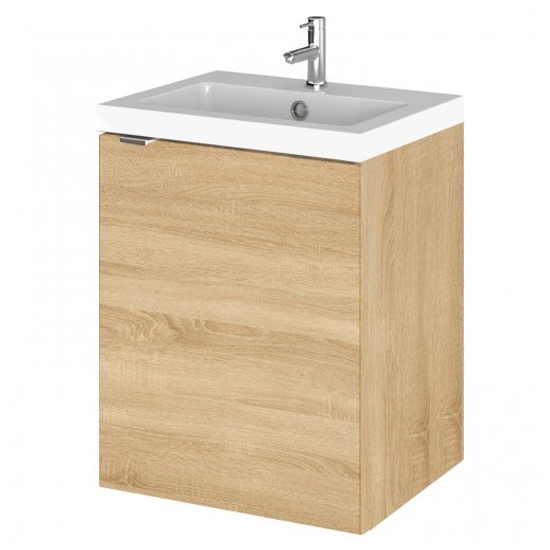 Photo of Fuji 40cm wall vanity with polymarble basin in natural oak