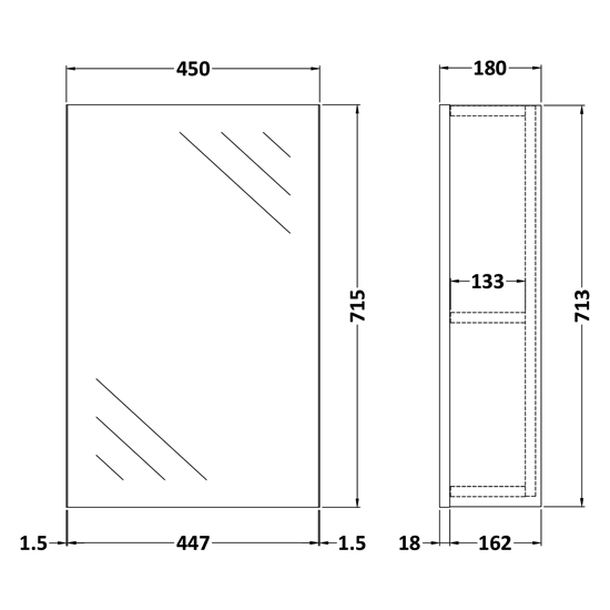 Fuji 45cm Mirrored Cabinet In Gloss Grey With 1 Door_2