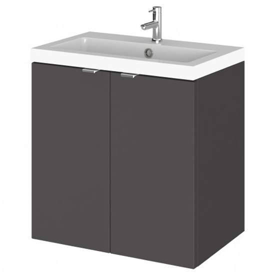 Read more about Fuji 50cm 2 doors wall vanity with basin 1 in gloss grey