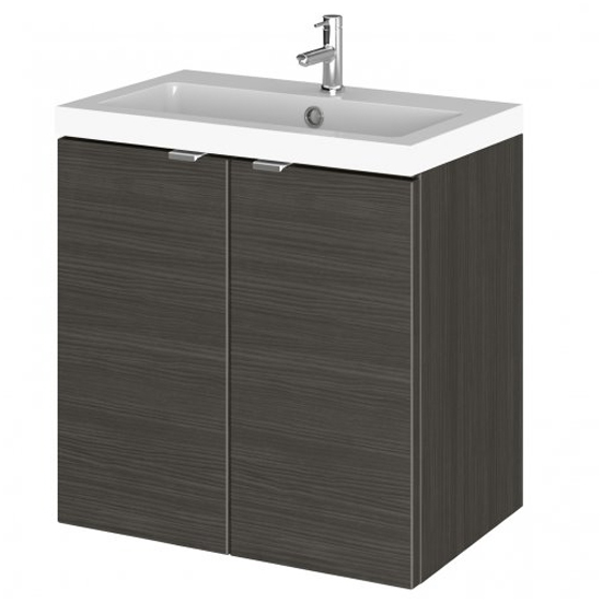 Photo of Fuji 50cm 2 doors wall vanity with basin 1 in hacienda black